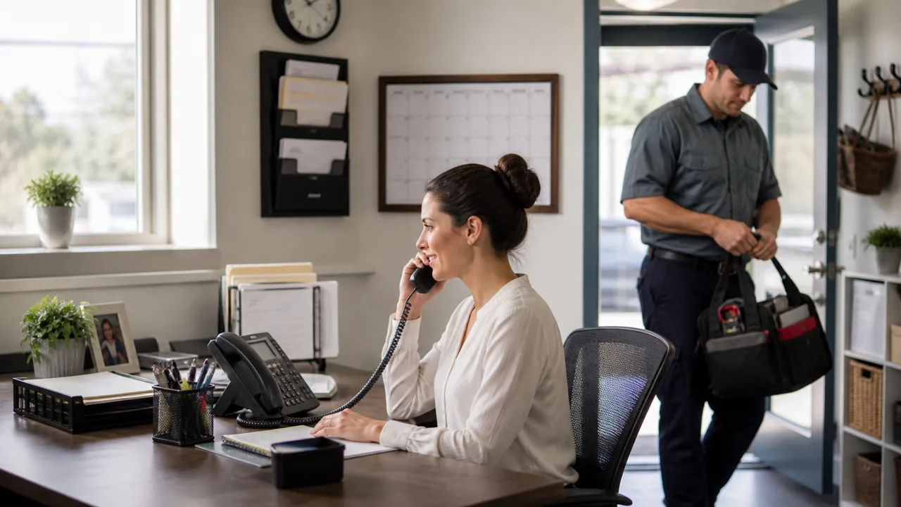 Small service-business team evaluating an AI receptionist for calls and appointments
